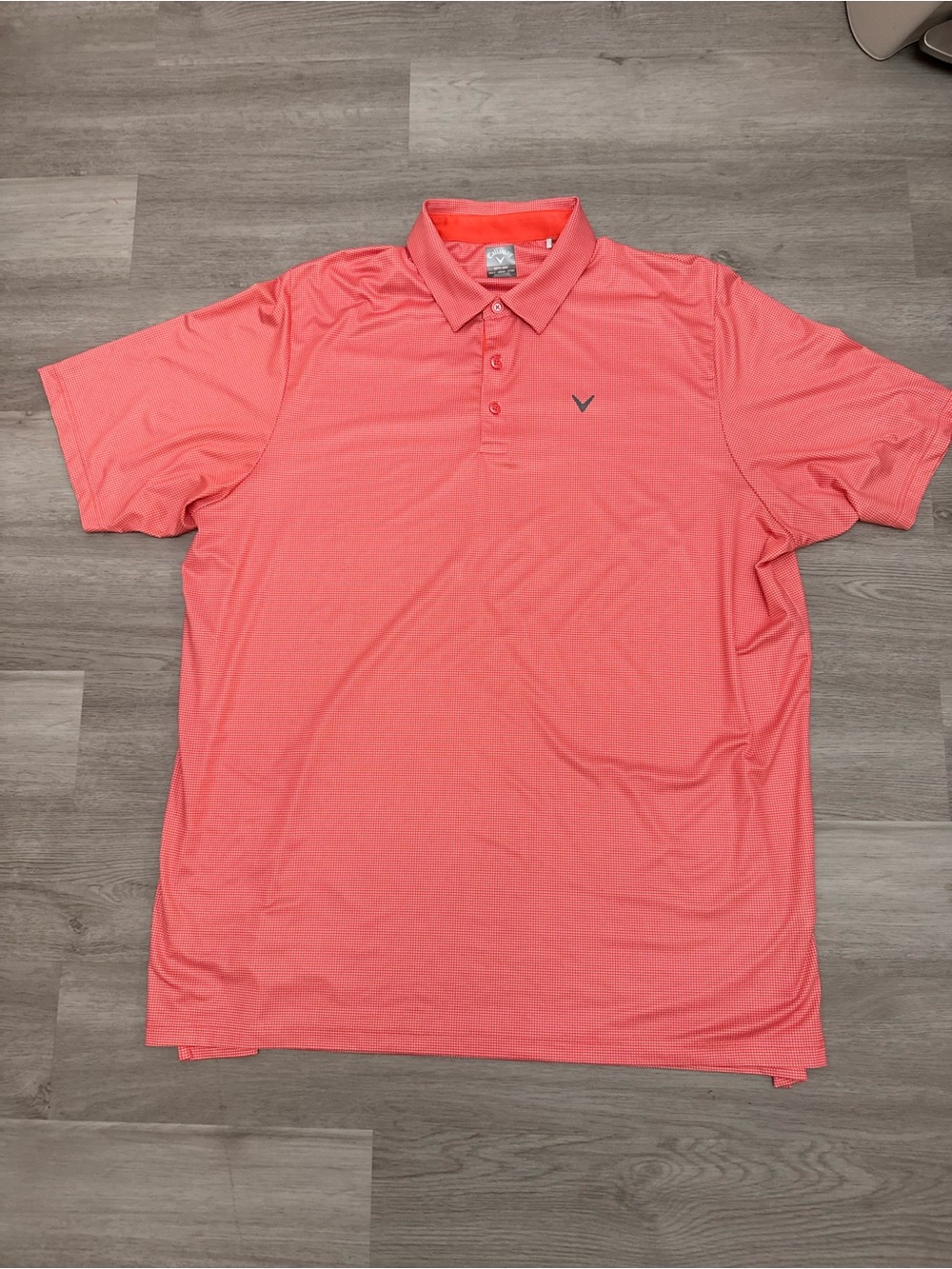 Callaway Opti-Dri Polo Shirt Men's 2XLT orange White Micro Check Short Sleeve